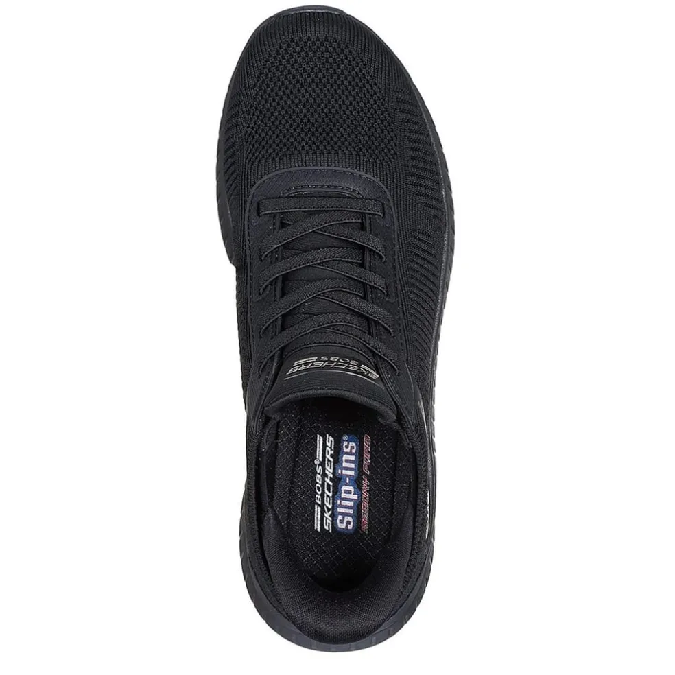 Skechers Womens Engineered Knit Bungee Slip Ins Runners in Black