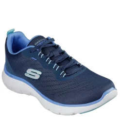 Skechers Womens Engineered Mesh Lace Up W Air Cool Low Top Trainers in Blue