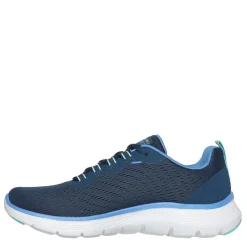 Skechers Womens Engineered Mesh Lace Up W Air Cool Low Top Trainers in Blue