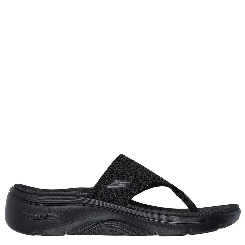 Skechers Womens Go Walk Arch Fit 2.0 Sandal Flip Flops in Black