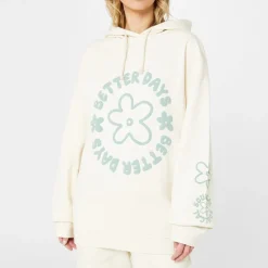 SoulCal Hooded Lettering Oversize Sweatshirt in Beige