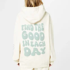 SoulCal Hooded Lettering Oversize Sweatshirt in Beige