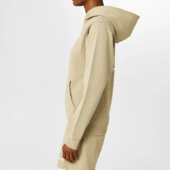 Sporty and Rich Hooded Relaxed Fit Sweatshirt in Beige