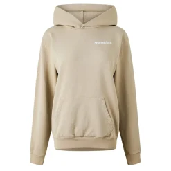 Sporty and Rich Hooded Relaxed Fit Sweatshirt in Beige