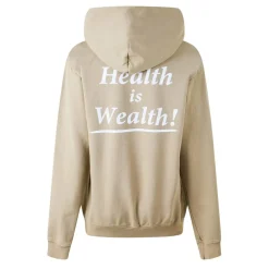 Sporty and Rich Hooded Relaxed Fit Sweatshirt in Beige
