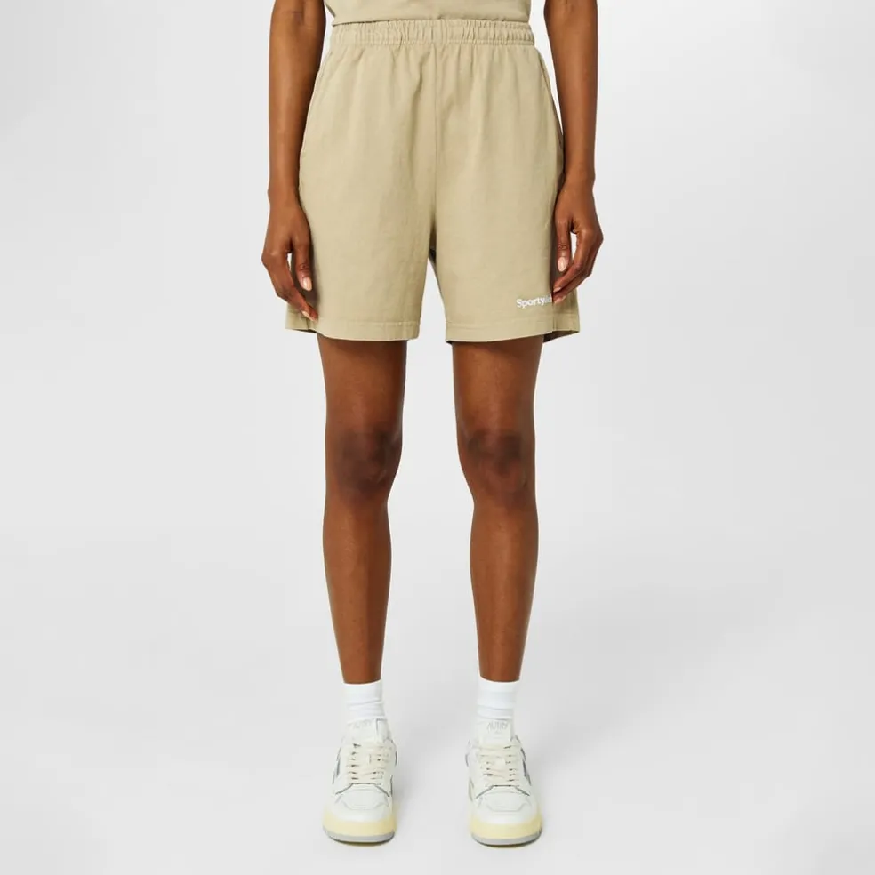 Sporty and Rich Sporty Serif Sweat Shorts in Beige