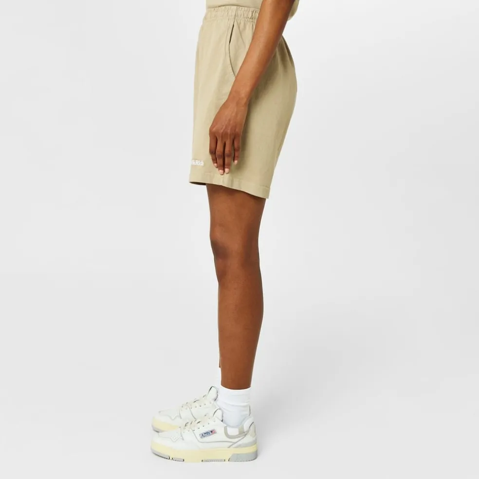 Sporty and Rich Sporty Serif Sweat Shorts in Beige