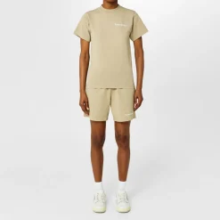 Sporty and Rich Sporty Serif Sweat Shorts in Beige