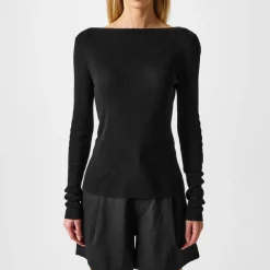 St. Agni Rouleau Tie Reversible Knit Top in Black