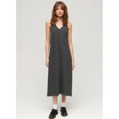 Superdry V Neck Relaxed Fit Sleeveless Top in Black