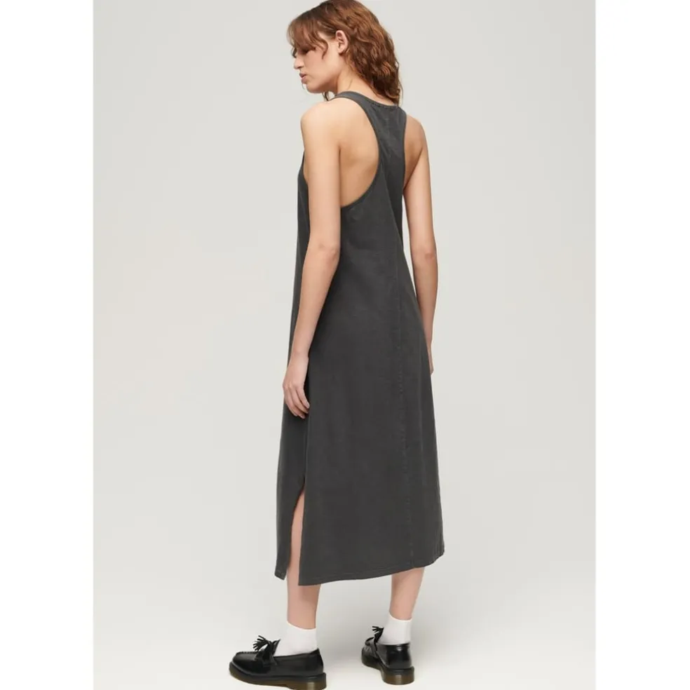 Superdry V Neck Relaxed Fit Sleeveless Top in Black