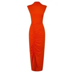 Ted Baker Berryan High Neck Midi Jersey Dress in Orange