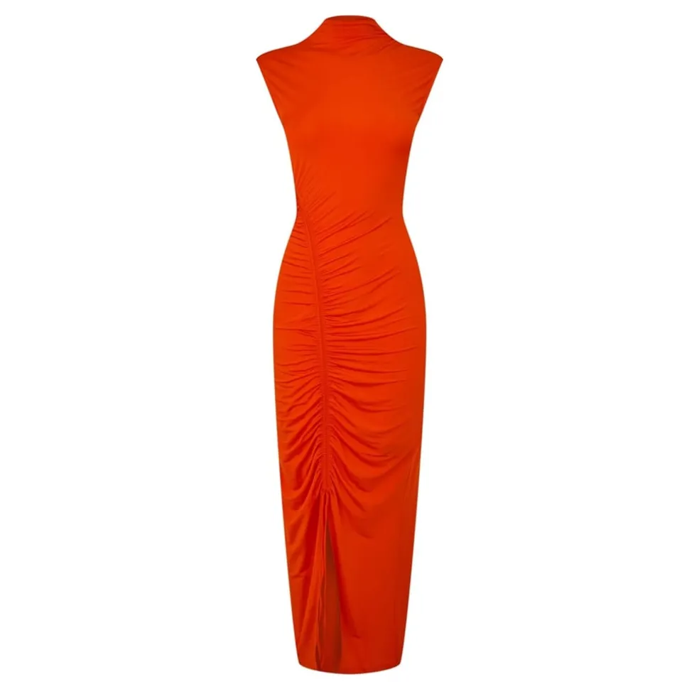 Ted Baker Berryan High Neck Midi Jersey Dress in Orange