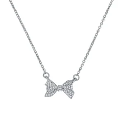 Ted Baker Cubic Zirconia Bow Charm Pendant in Silver
