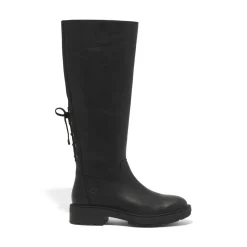 Timberland Knee High Zip Up Boots with Block Heel in Black