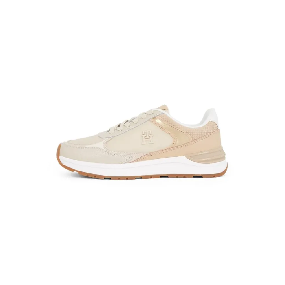Tommy Hilfiger Casual Fashion Runner Lthr Mix in Beige