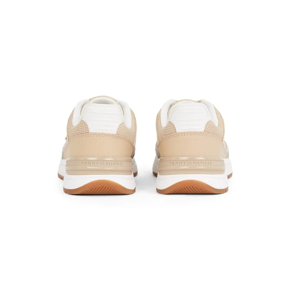 Tommy Hilfiger Casual Fashion Runner Lthr Mix in Beige