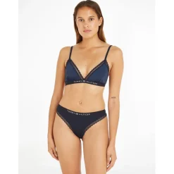 Tommy Hilfiger Logo Embellish Thong in Blue