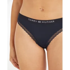 Tommy Hilfiger Logo Embellish Thong in Blue