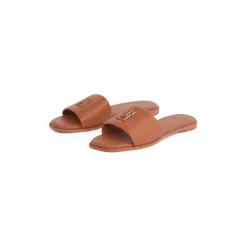 Tommy Hilfiger Th Logo Hardware Leather Mule in Brown