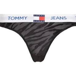 Tommy Hilfiger Zebra Patterned Thong in Black