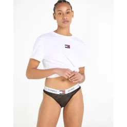 Tommy Hilfiger Zebra Patterned Thong in Black