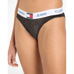 Tommy Hilfiger Zebra Patterned Thong in Black