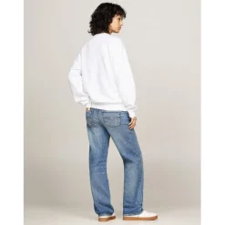 Tommy Jeans Crew Neck Pullover Sweatshirt in White