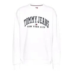 Tommy Jeans Crew Neck Pullover Sweatshirt in White