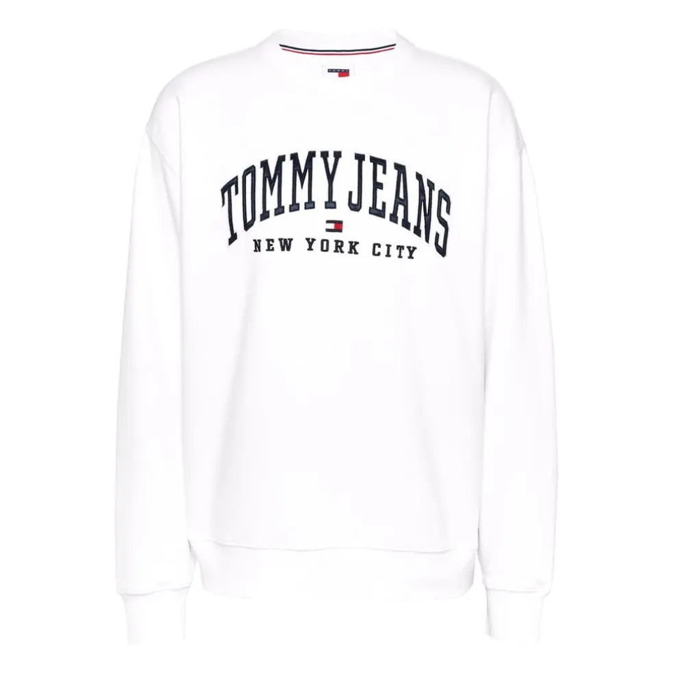 Tommy Jeans Crew Neck Pullover Sweatshirt in White