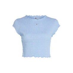 Tommy Jeans Cropped Slim Fit Crew Neck T-Shirt in Blue