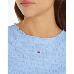 Tommy Jeans Cropped Slim Fit Crew Neck T-Shirt in Blue