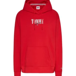Tommy Jeans Essential Logo Hoodie in Red