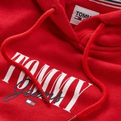 Tommy Jeans Essential Logo Hoodie in Red