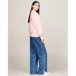 Tommy Jeans Flag Pull Over Sweater in Pink