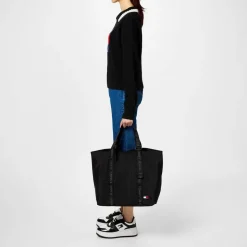 Tommy Jeans Flag Collared Neck Relaxed Fit Sweater in Black