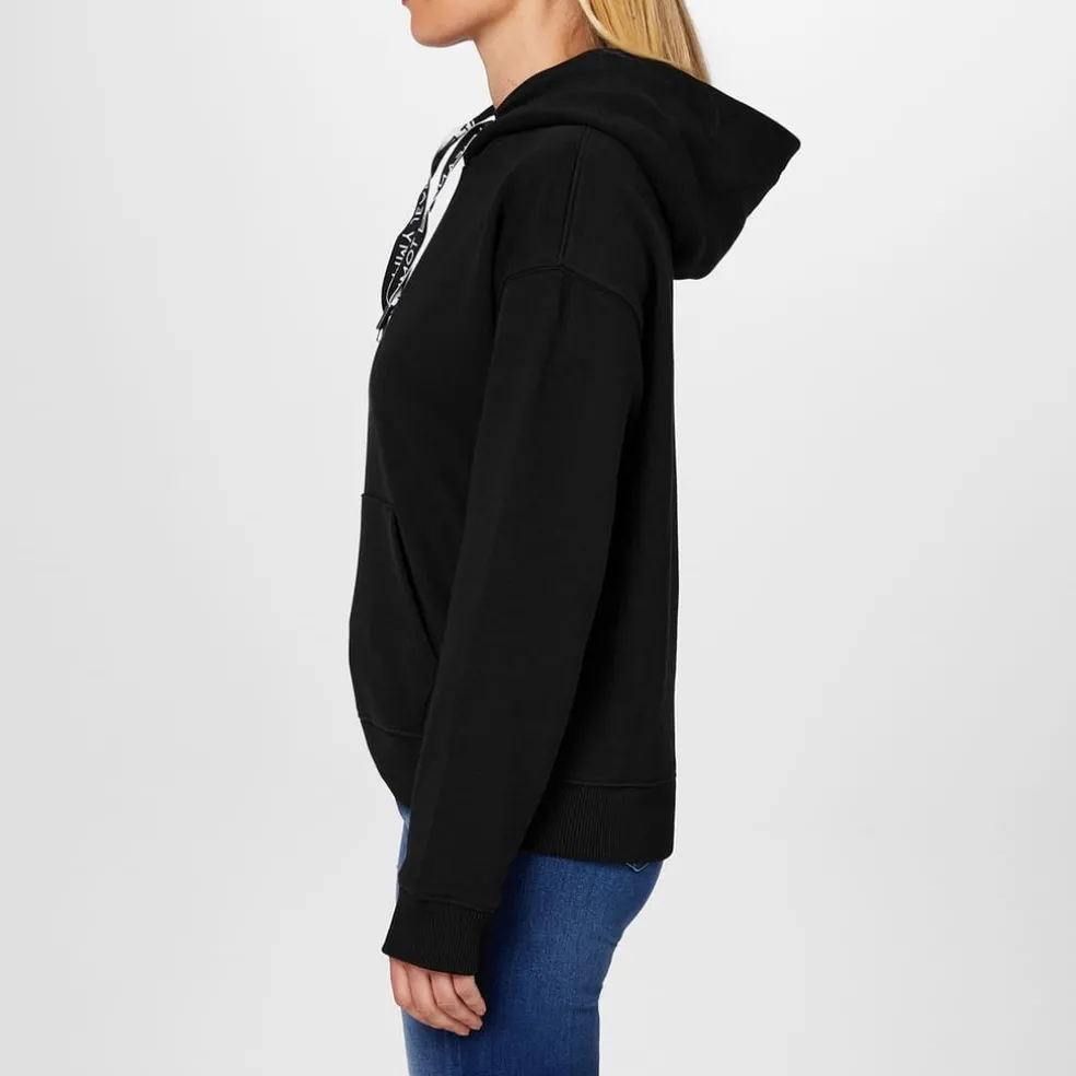 Tommy Jeans Hooded Lettering Sweatshirt Tops in Black