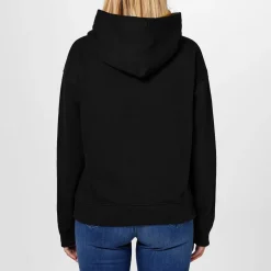 Tommy Jeans Hooded Lettering Sweatshirt Tops in Black