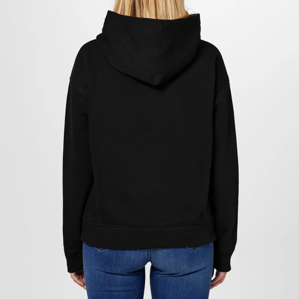 Tommy Jeans Hooded Lettering Sweatshirt Tops in Black