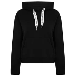 Tommy Jeans Hooded Lettering Sweatshirt Tops in Black