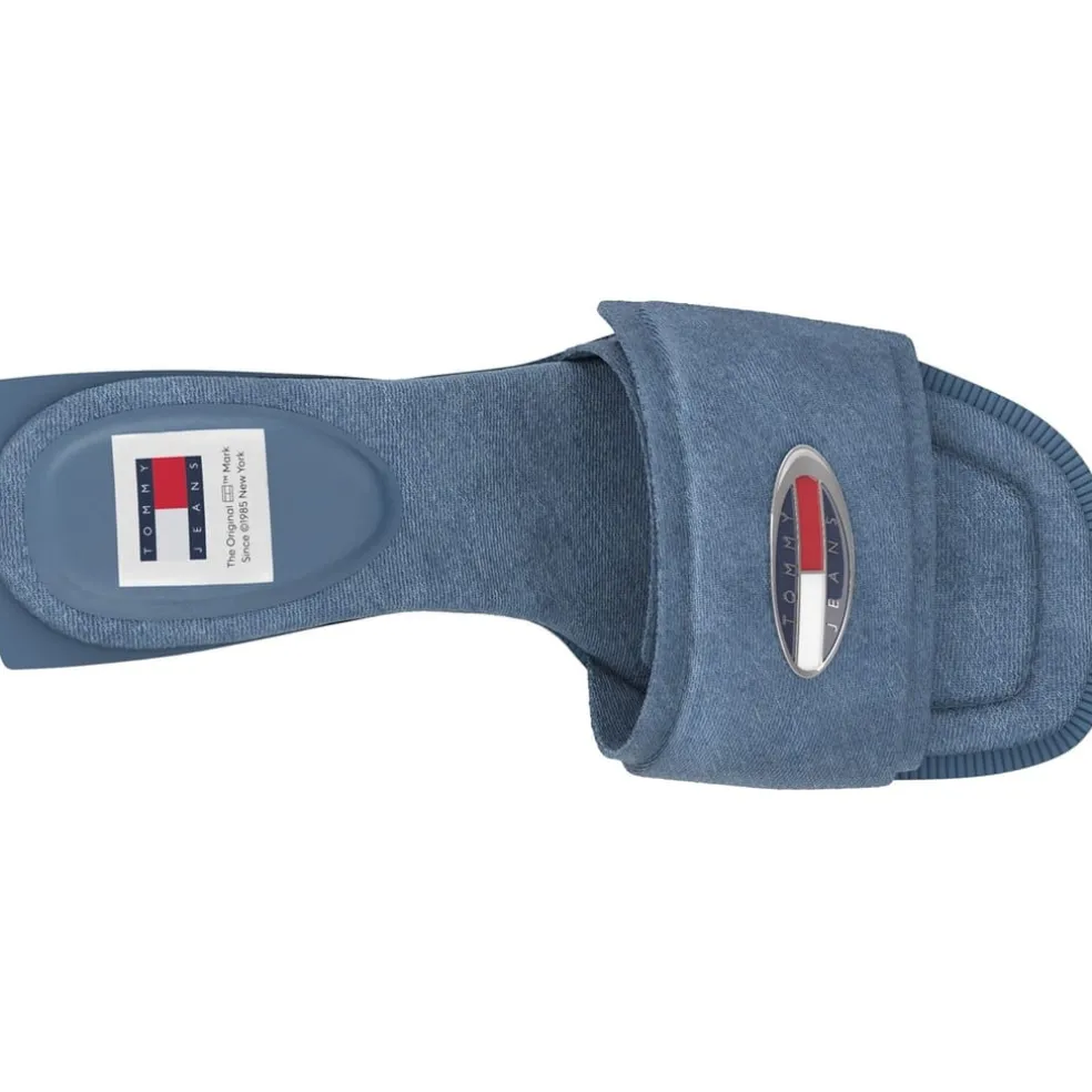 Tommy Jeans Origin Open Toe Heeled Mules in Blue