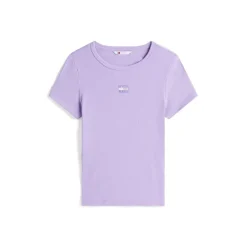 Tommy Jeans Regular Fit Badge Crew Neck T-Shirt in Purple