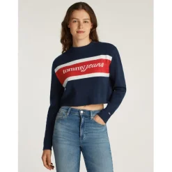 Tommy Jeans Script Cblk Sweater in Blue