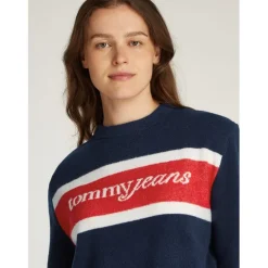 Tommy Jeans Script Cblk Sweater in Blue