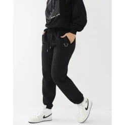 True Religion Cry Boyfriend Side Pocket Straight Leg Joggers in Black