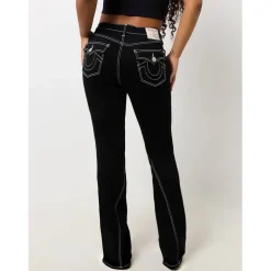 True Religion Mid Rise Flap Flared Jeans in Black
