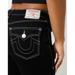True Religion Mid Rise Flap Flared Jeans in Black