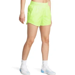 Under Armour Flex Woven Running Shorts with Curved Hem in Green