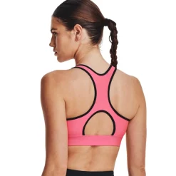 Under Armour Womens Heatgear Armour Mid Padless Sports Bra in Pink