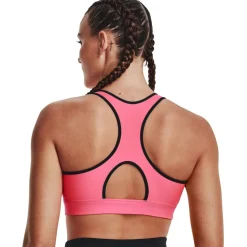 Under Armour Womens Heatgear Armour Mid Padless Sports Bra in Pink